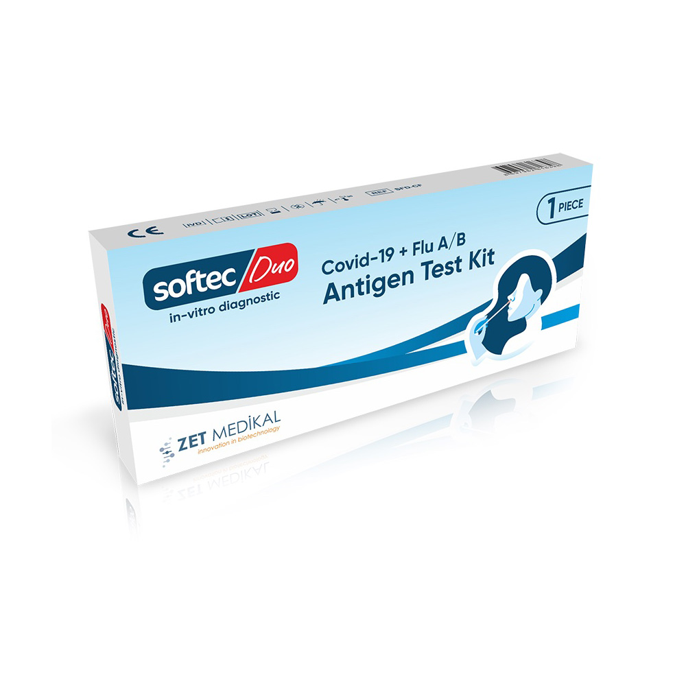 Softec - Duo Covid19 + Flu A/B Antigen Est Kit (Τεστ Covid 19-Γρίπης Α/Β) 1τμχ.